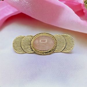 Pink Rose Quartz Brooch Vintage Art Deco 10k GP Delicate Feminine Estate Pin